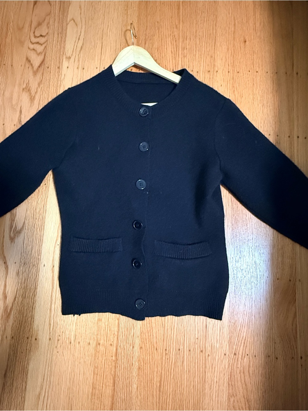Quince Black Classic Button-Front Crewneck Cardigan - Picture 4 of 4